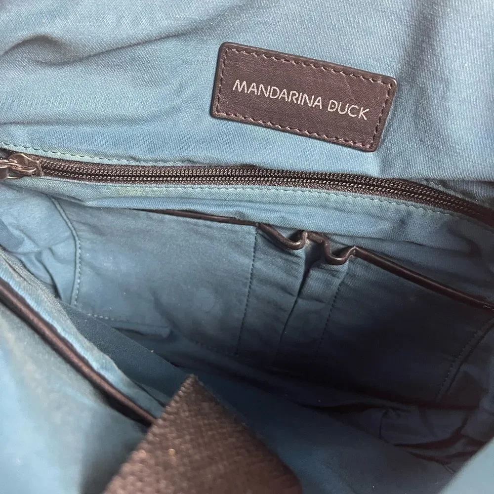 Mandarina Duck Soft Leather Black laptop,Computer office shoulder bag